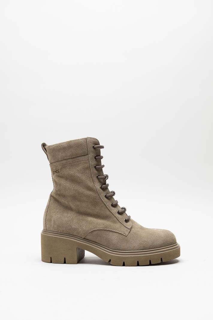 Taupe Enkellaars hak