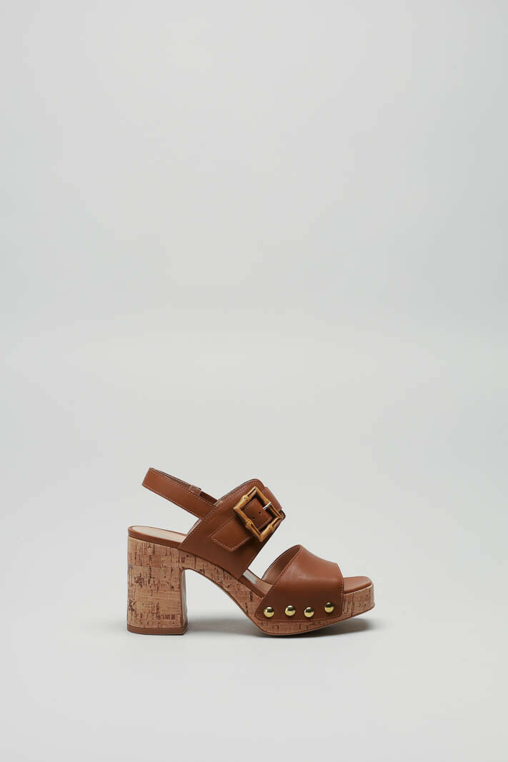 Cognac Sandaal hak