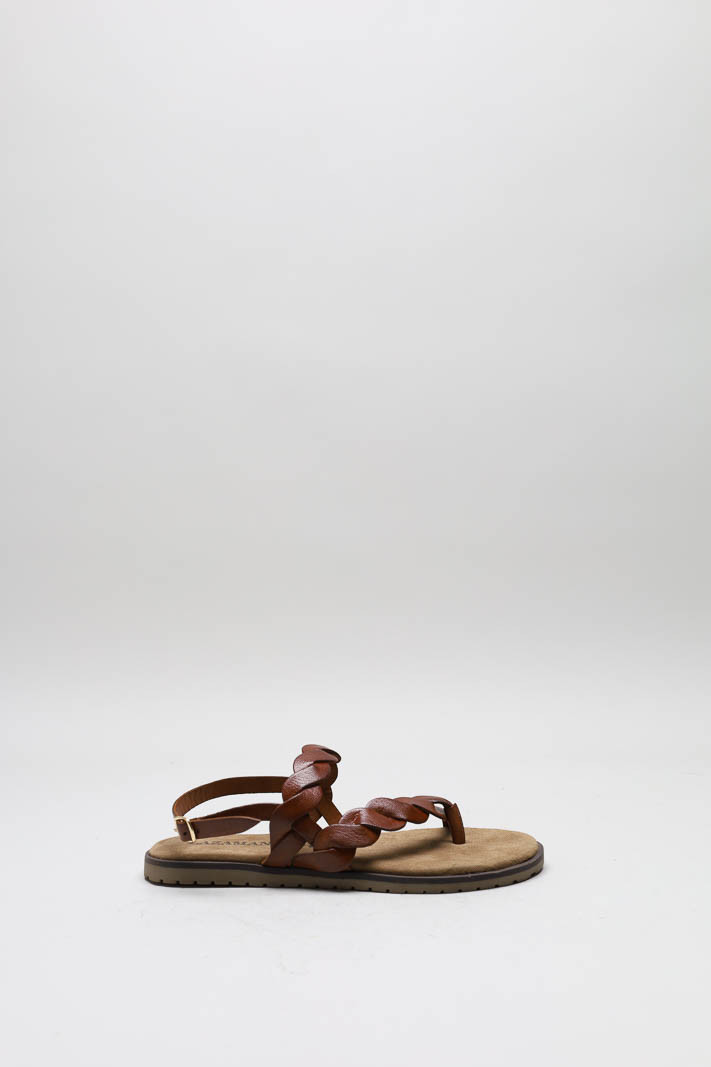 Cognac Sandaal plat